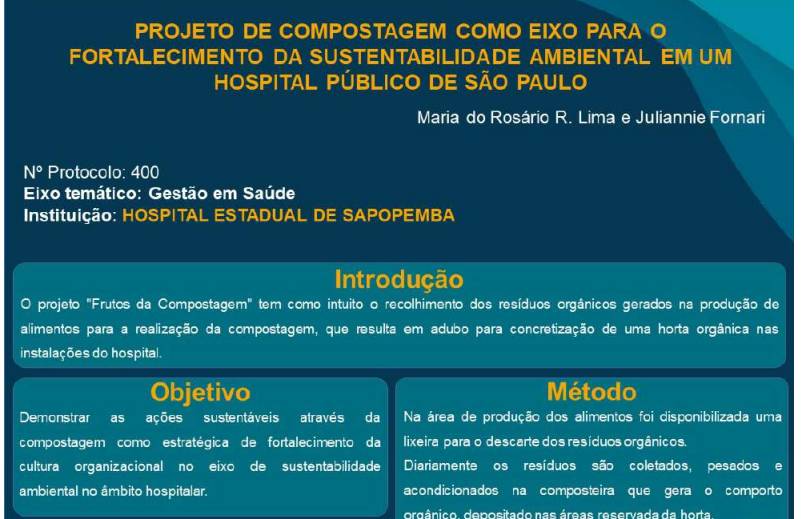 Compostagem como eixo para o fortalecimento da sustentabilidade ambiental em hospital em um hostal público de SP