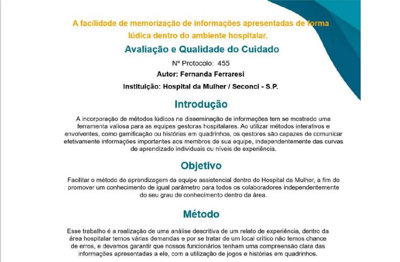 A facilitação de memorização de informações apresentadas de forma lúdica dentro do ambiente hospitalar