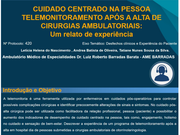 Cuidado centrado na pessoa telemonitoramento após a alta de cirurgias ambulatoriais - um relato de experiência